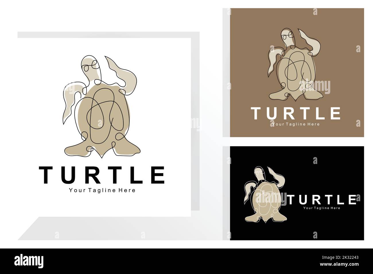 Sea Turtle Logo Design Protected Amphibian Marine Animal Icon Illustration, Vector Brand Corporate Identity Stock Vector