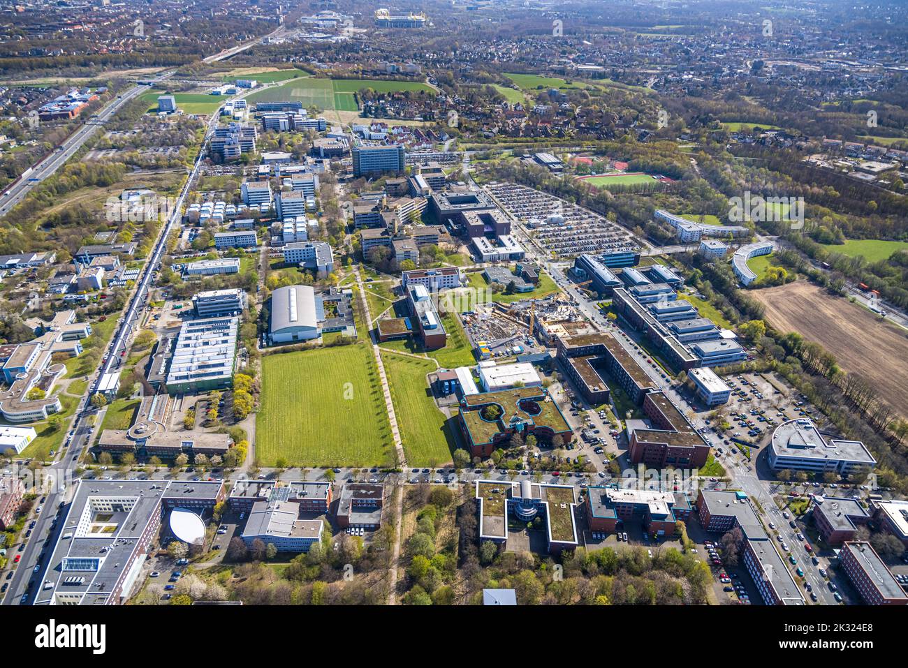 Aerial view, Dortmund University of Technology with construction site for CALEDO research center, Campus North, Eichlinghofen, Dortmund, Ruhr area, No Stock Photo