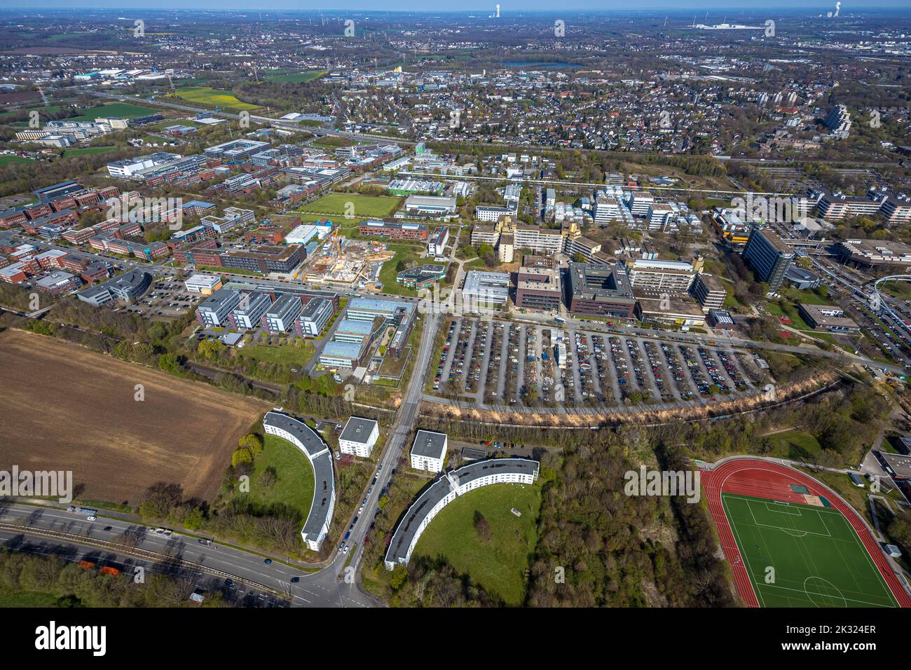 Aerial view, Dortmund University of Technology with construction site for CALEDO research center, Campus North, Eichlinghofen, Dortmund, Ruhr area, No Stock Photo