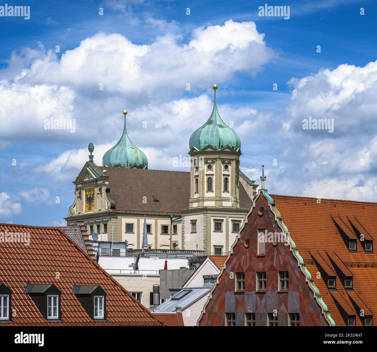 The historic renaissance town hall of Augsburg Stock Photo