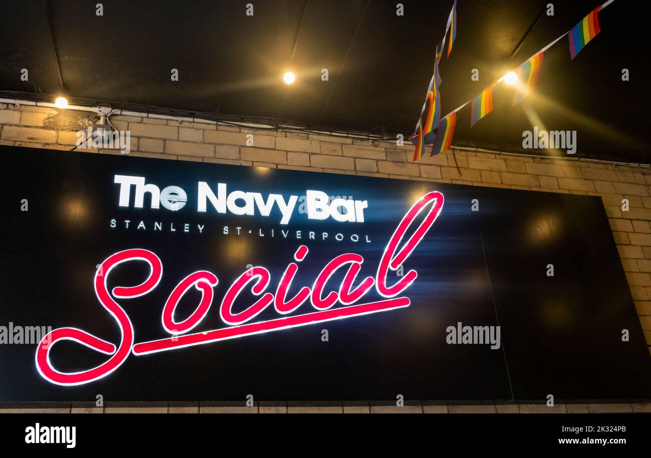 The Navy Bar, an LGBT social club in Liverpool city centre Stock Photo