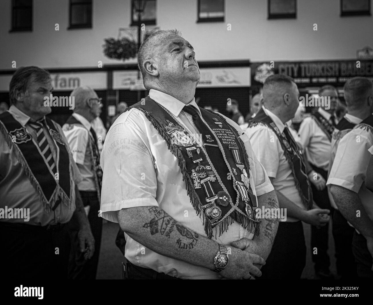 13 August 2022, Londonderry. 10,000 Apprentice Boys of Derry and 120 bands took part in the annual Relief of Derry parade, the largest Loyal order par Stock Photo