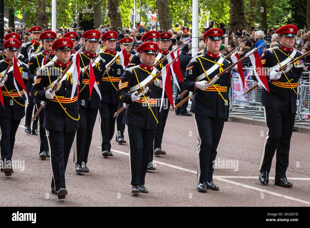 Queen Elizabeth II funeral procession in London following the Queen's death, England, United Kingdom Stock Photo