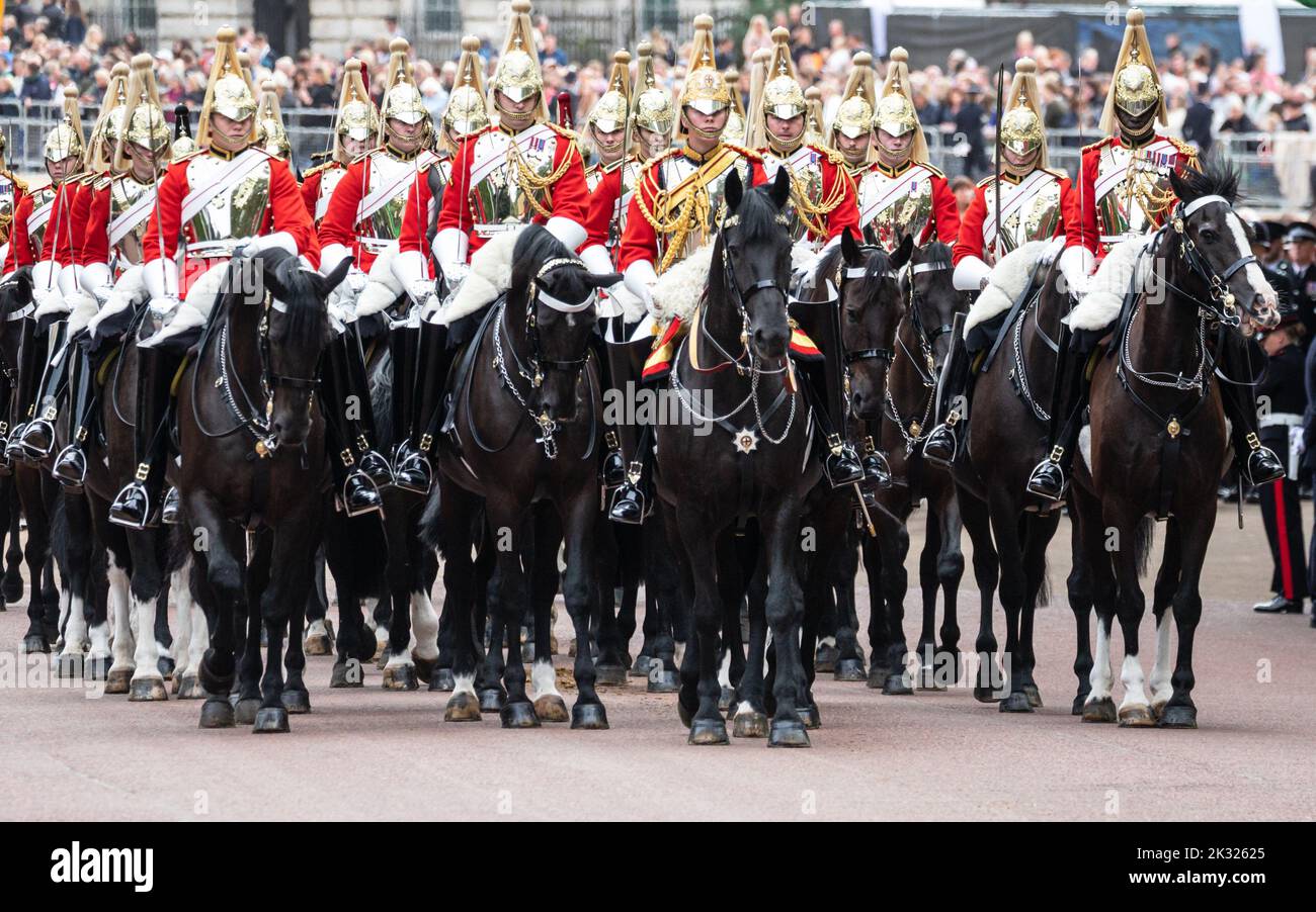Queen Elizabeth II funeral procession in London following the Queen's death, England, United Kingdom Stock Photo