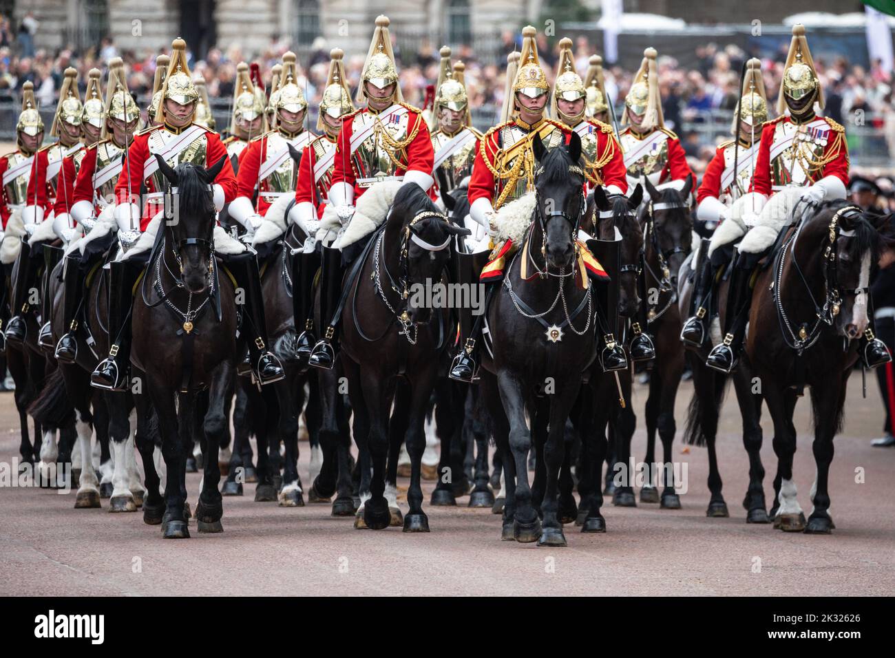 Queen Elizabeth II funeral procession in London following the Queen's death, England, United Kingdom Stock Photo