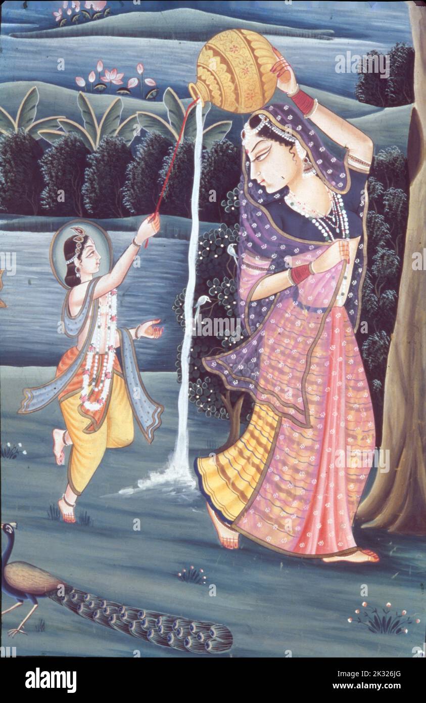 Miniature Painting, Radha Krishna Style Stock Photo