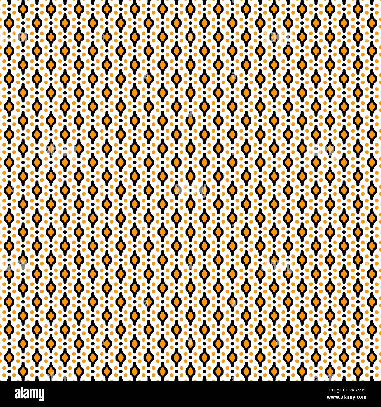 Seamless abstract pattern design with free-hand orange dots and abstract Arabian element modern styles on white background, graphic pattern for textil Stock Photo
