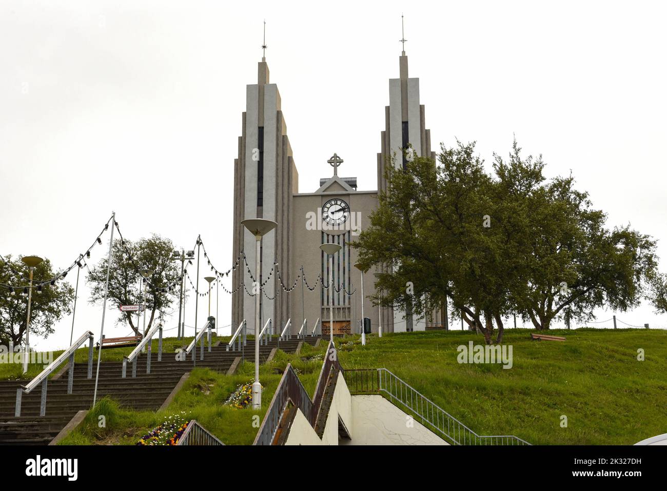 Akureyri, Iceland - 12 July 2022: the modern church of Akureyri on Iceland Stock Photo