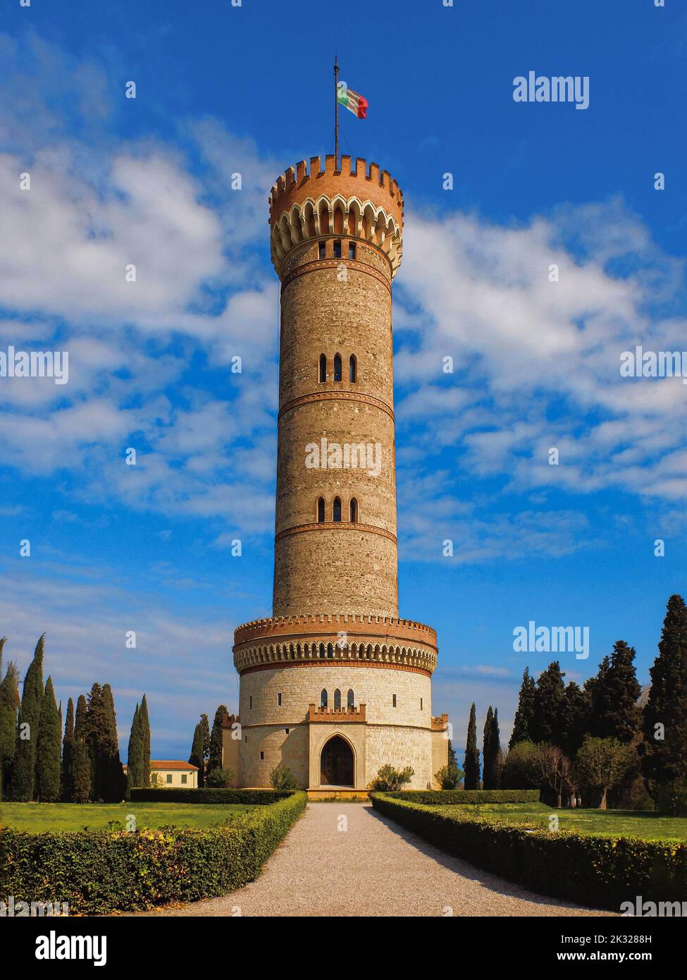 San Martino della Battaglia, near Lake Garda, Italy. The tower recalls the site of the bloody nineteenth-century Risorgimento battle. Stock Photo
