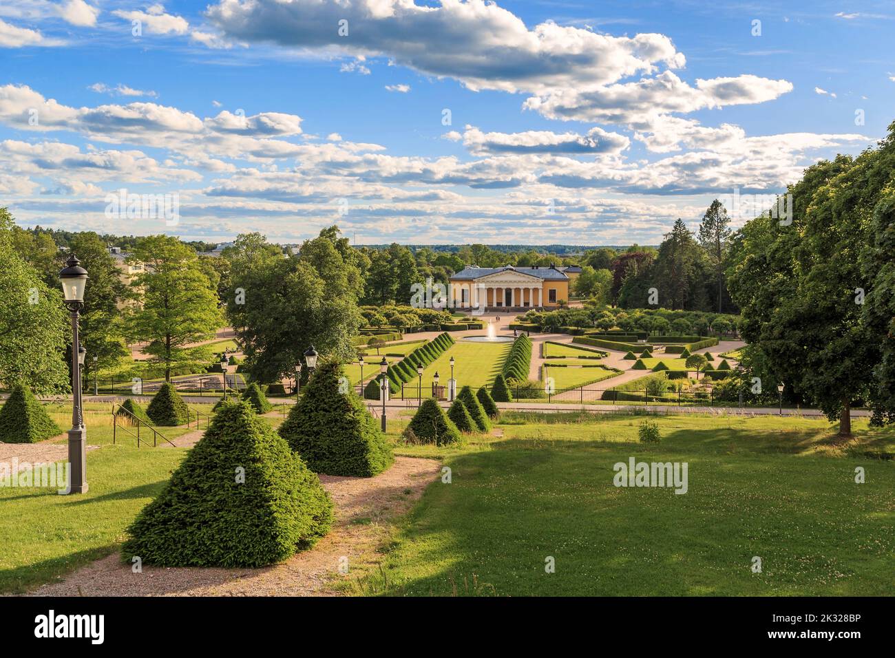 UPPSALA, SWEDEN - JULY 7, 2016: It is a view of one of the oldest botanical gardens in the world - the Garden of Linnaeus. Stock Photo