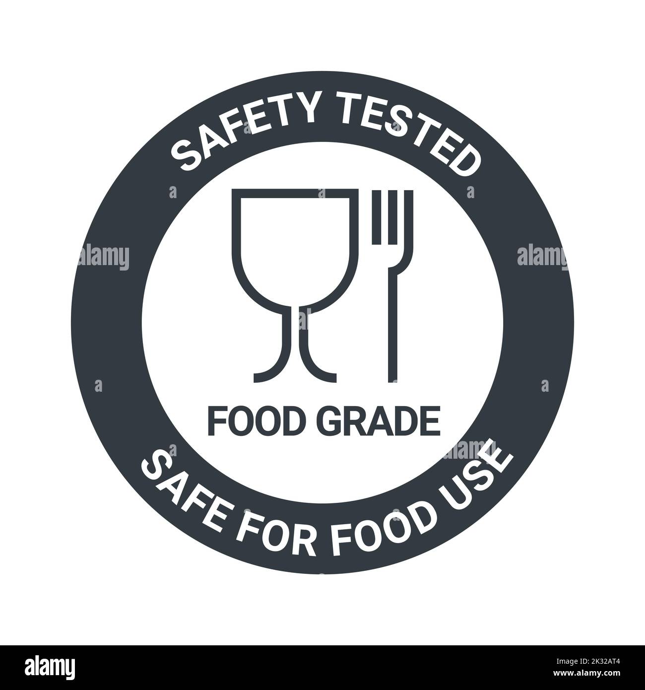 Food grade icon pictogram plastic contact fork and glass symbol. Food grade hygiene packaging