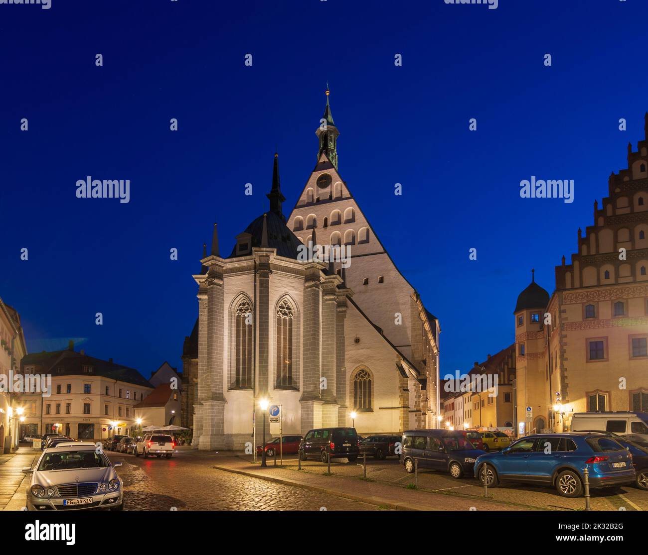 Freiberg: square Untermarkt, Cathedral in , Sachsen, Saxony, Germany Stock Photo