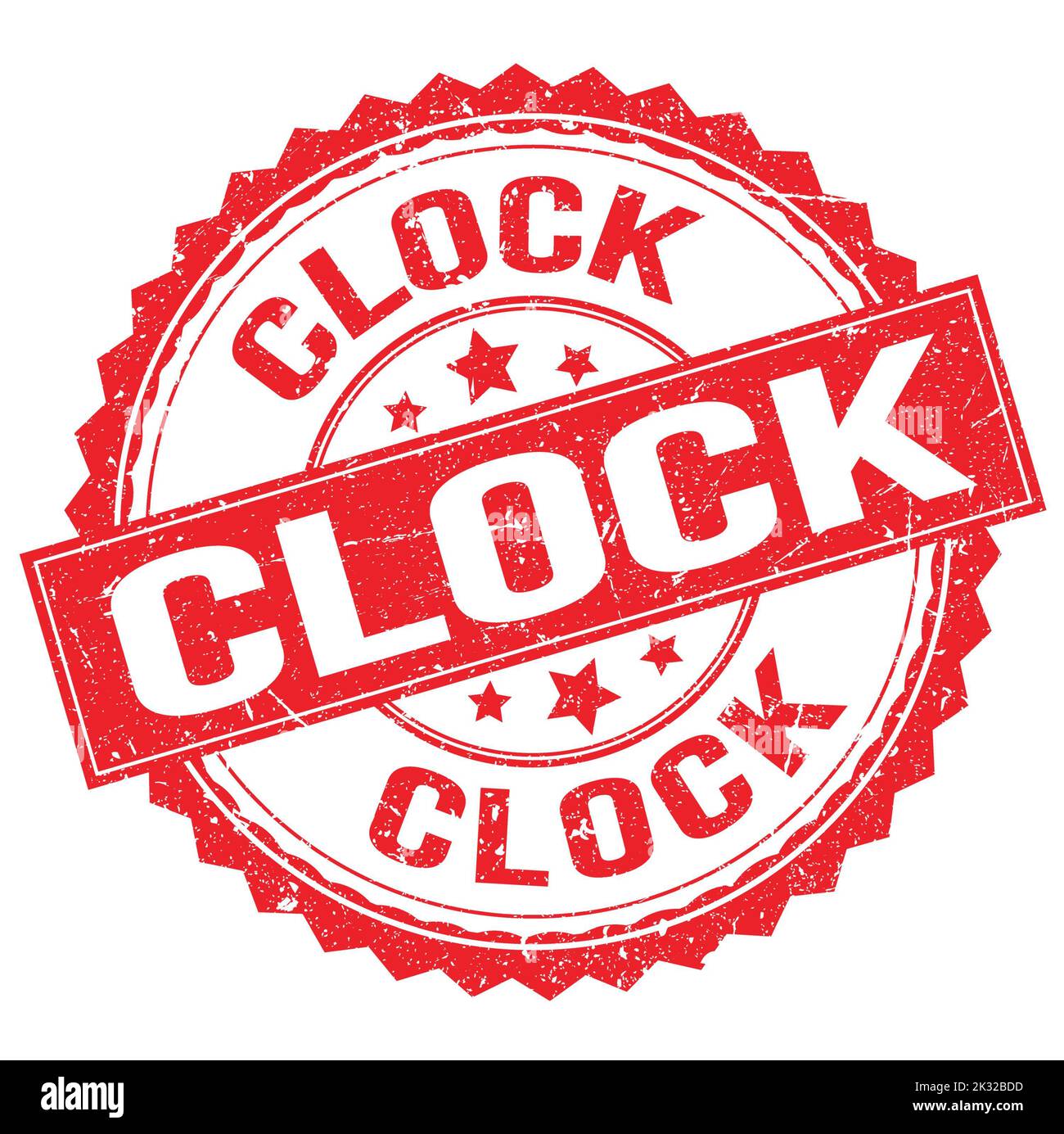 CLOCK text written on red round stamp sign Stock Photo - Alamy