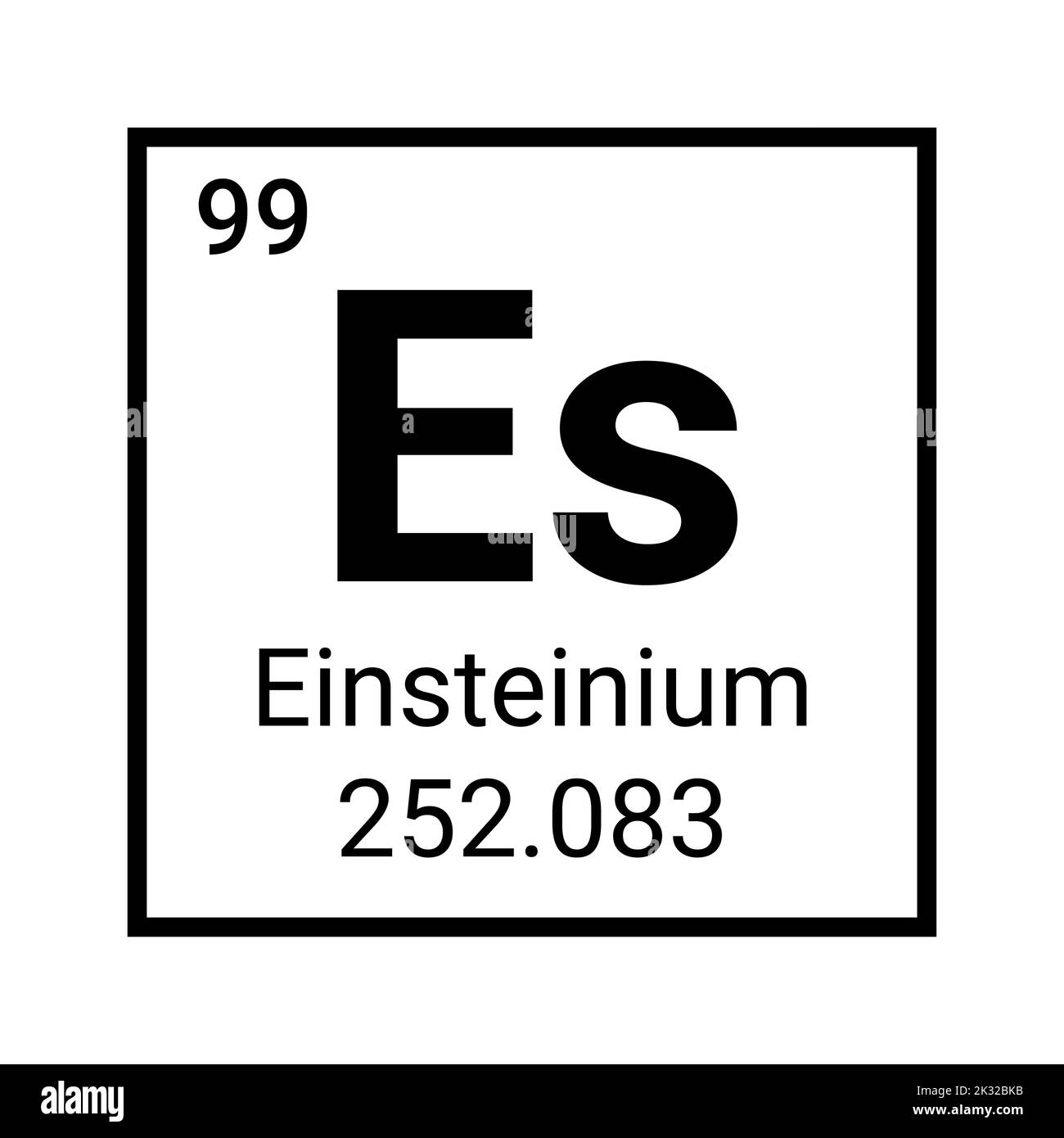 Einsteinium vector laboratory chemical element symbol atom sign Stock