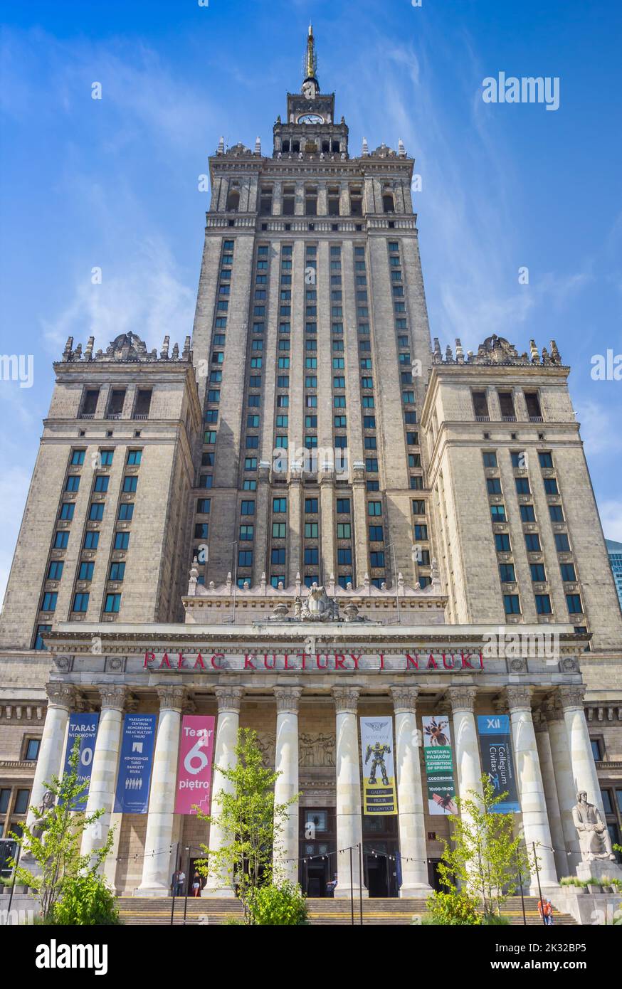 Front facade of the culture and science palace in Warsaw, Poland Stock Photo