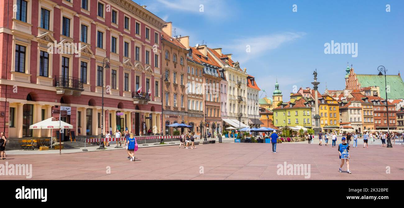 Panorama of the historic castle square in the center of Warsaw, Poland Stock Photo