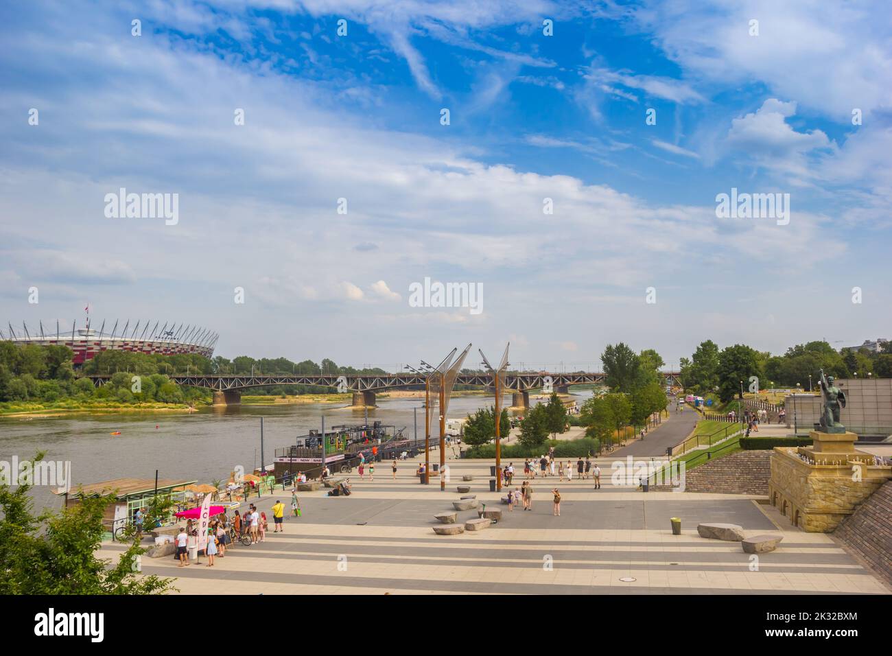 Riverside promenade at the Wisla river in Warsaw, Poland Stock Photo