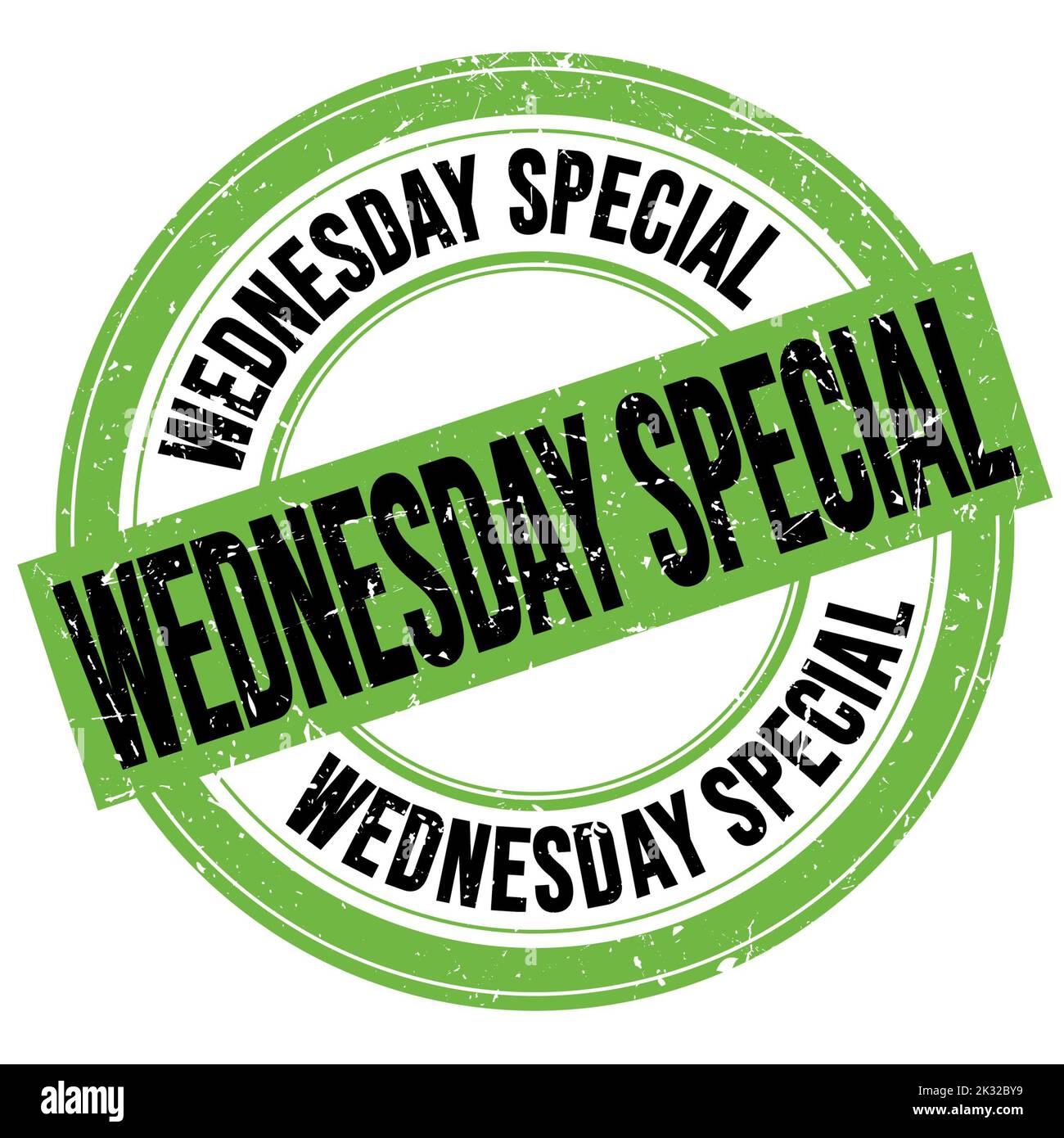 WEDNESDAY SPECIAL text written on green-black round grungy stamp sign ...