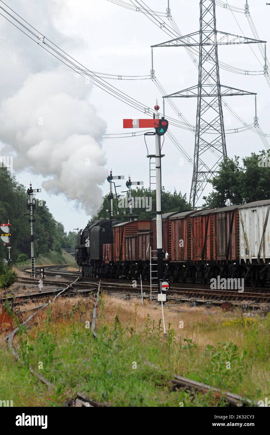 '92212' running as '92178' at Swithland Sidings with a mixed goods. Stock Photo