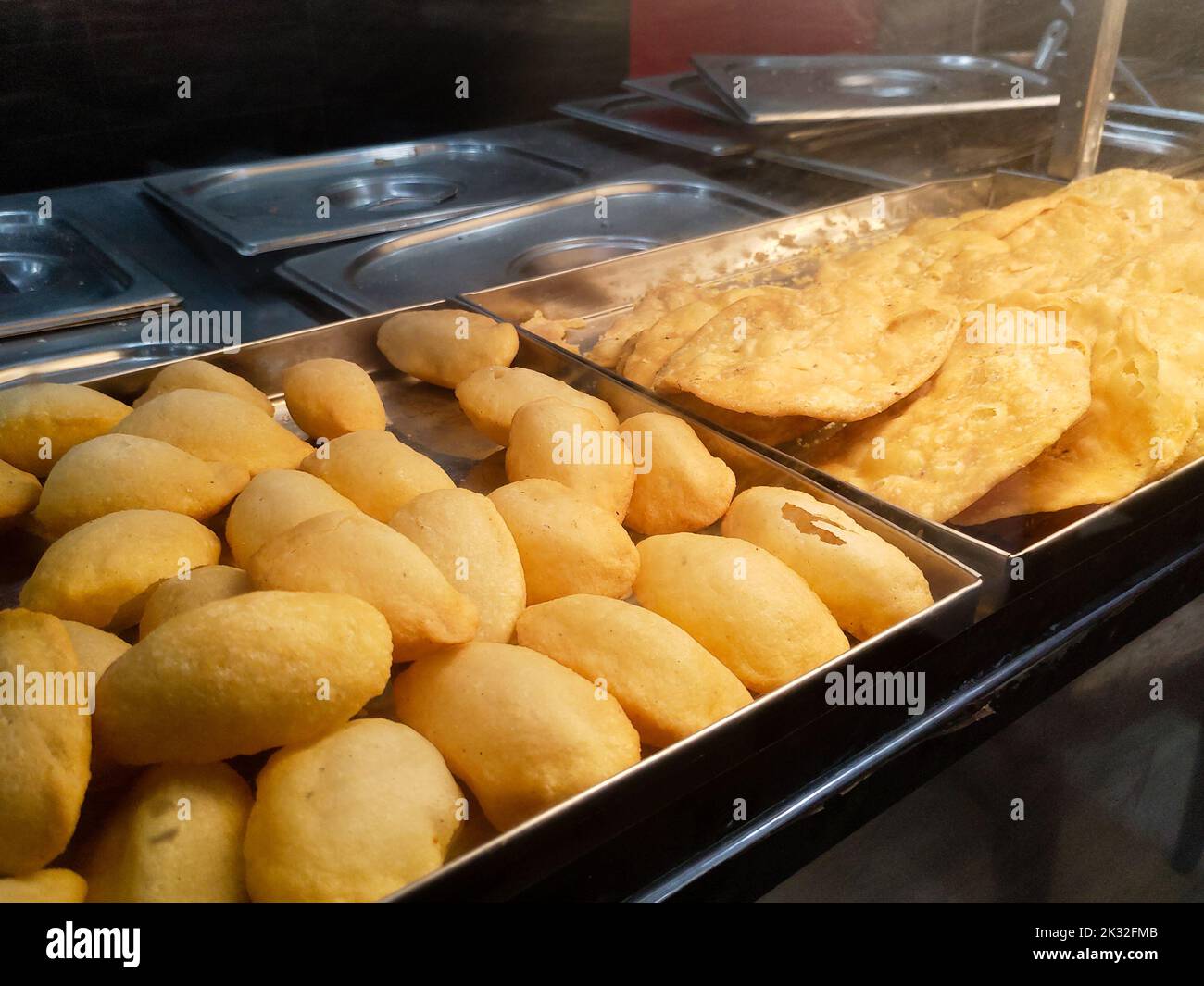 Pani Puri or Golgappa, India Snack counter in a restaurant. Dehradun city of Uttarakhand India. Stock Photo