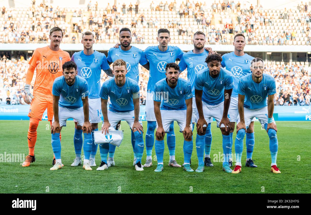 Malmoe, Sweden. 18th, August 2022. The starting-11 of Malmö FF seen for the UEFA Europa League qualification match between Malmö FF and Sivasspor at Eleda Stadion in Malmö. (Photo credit: Gonzales Photo - Joe Miller). Stock Photo