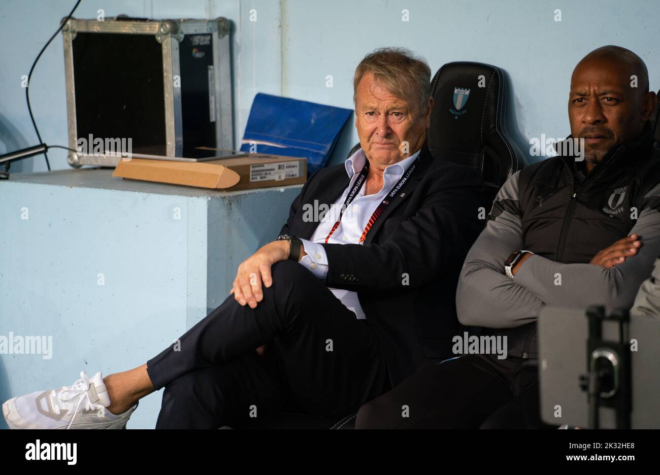 Malmoe, Sweden. 08th, September 2022. Head coach Aage Hareide of Malmö FF seen during the UEFA Europa League match between Malmö FF and Braga at Eleda Stadion in Malmö. (Photo credit: Gonzales Photo - Joe Miller). Stock Photo