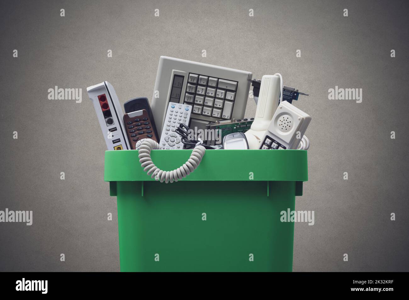 Waste bin full of electronics, ewaste and recycling concept Stock Photo Alamy