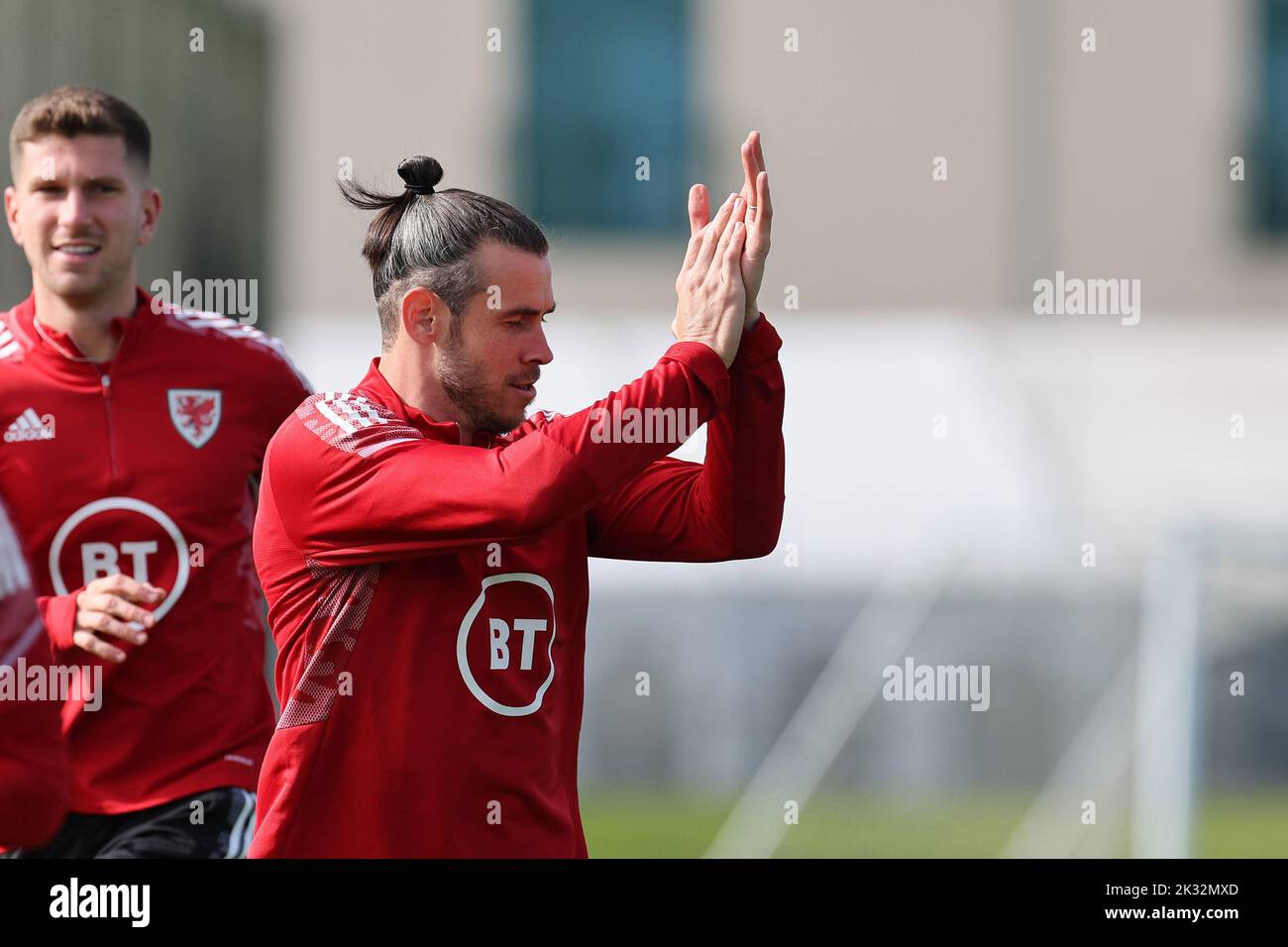 Cardiff, UK. 24th Sep, 2022. Gareth Bale of Wales during the Wales football team MD1 training session at the Vale Resort, Hensol, near Cardiff on Saturday 24th September 2022. The team are preparing for their next match, a UEFA Nations league match against Poland tomorrow . this image may only be used for Editorial purposes. Editorial use only, pic by Andrew Orchard/Andrew Orchard sports photography/Alamy Live news Credit: Andrew Orchard sports photography/Alamy Live News Stock Photo