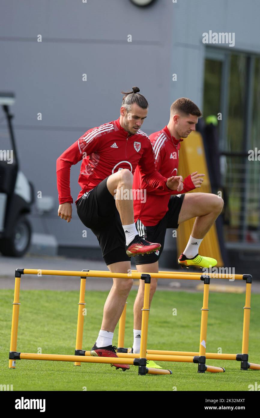 Cardiff, UK. 24th Sep, 2022. Gareth Bale of Wales during the Wales football team MD1 training session at the Vale Resort, Hensol, near Cardiff on Saturday 24th September 2022. The team are preparing for their next match, a UEFA Nations league match against Poland tomorrow . this image may only be used for Editorial purposes. Editorial use only, pic by Andrew Orchard/Andrew Orchard sports photography/Alamy Live news Credit: Andrew Orchard sports photography/Alamy Live News Stock Photo