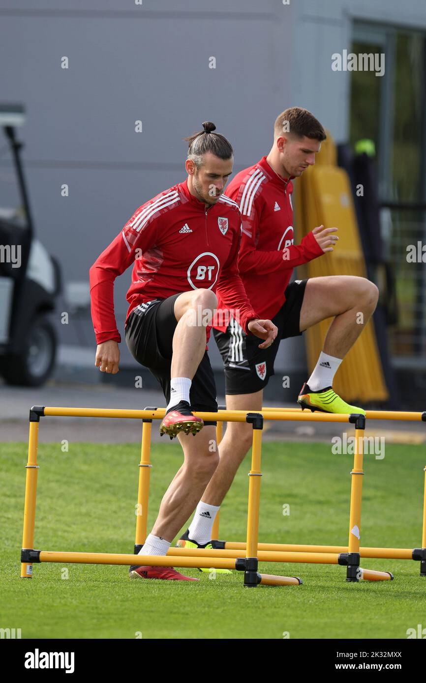 Cardiff, UK. 24th Sep, 2022. Gareth Bale of Wales during the Wales football team MD1 training session at the Vale Resort, Hensol, near Cardiff on Saturday 24th September 2022. The team are preparing for their next match, a UEFA Nations league match against Poland tomorrow . this image may only be used for Editorial purposes. Editorial use only, pic by Andrew Orchard/Andrew Orchard sports photography/Alamy Live news Credit: Andrew Orchard sports photography/Alamy Live News Stock Photo