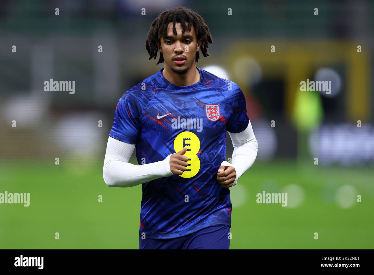 Milan, Italy. 23rd Sep, 2022. Trent Alexander-Arnold of England during warm up before  the UEFA Nations League League A Group 3 match between Italy and England at San Siro on September 23, 2022 in Milan, Italy. Credit: Marco Canoniero/Alamy Live News Stock Photo