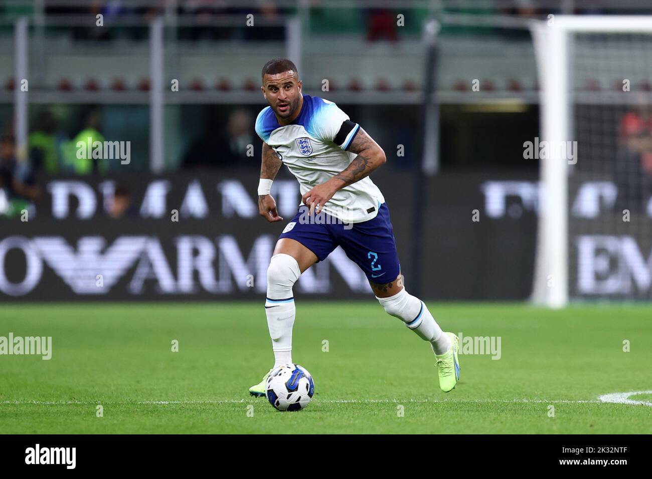 Milan, Italy. 23rd Sep, 2022. Kyle Walker of England controls the ball during the UEFA Nations League League A Group 3 match between Italy and England at San Siro on September 23, 2022 in Milan, Italy. Credit: Marco Canoniero/Alamy Live News Stock Photo