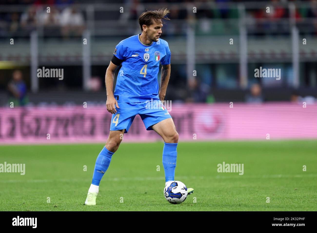 Milan, Italy. 23rd Sep, 2022. Rafael Toloi of Italy controls the ball during the UEFA Nations League League A Group 3 match between Italy and England at San Siro on September 23, 2022 in Milan, Italy. Credit: Marco Canoniero/Alamy Live News Stock Photo