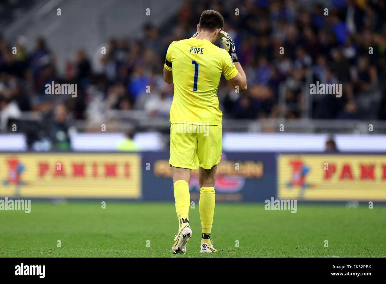 Milan, Italy. 23rd Sep, 2022. Nick Pope of England looks dejected during the UEFA Nations League League A Group 3 match between Italy and England at San Siro on September 23, 2022 in Milan, Italy. Credit: Marco Canoniero/Alamy Live News Stock Photo