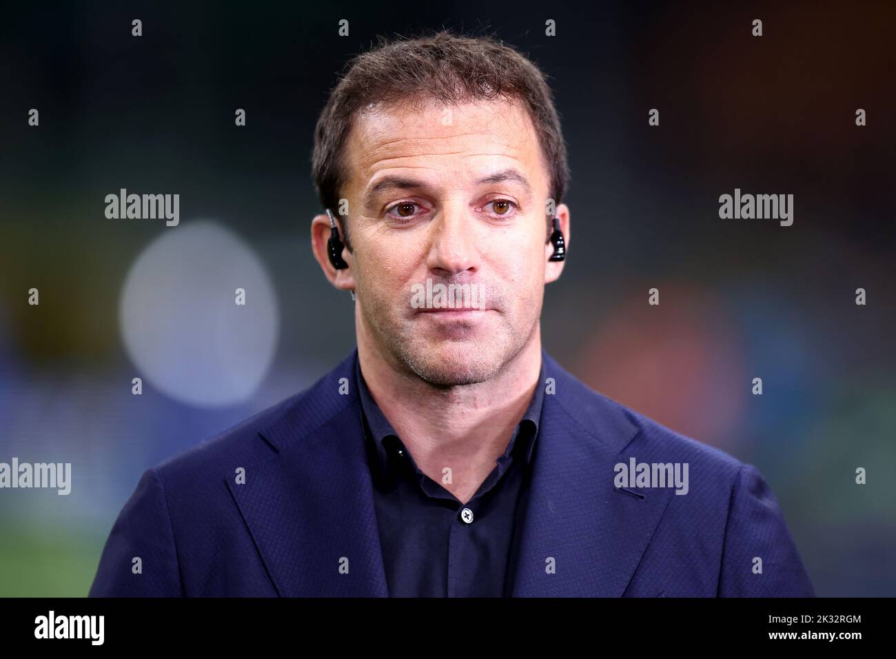 Milan, Italy. 23rd Sep, 2022. Former player Alessandro Del Piero looks on during the Uefa Nations League Group 3 football match between Italy and England at San Siro on September 23, 2022 in Milan, Italy. Credit: Marco Canoniero/Alamy Live News Stock Photo