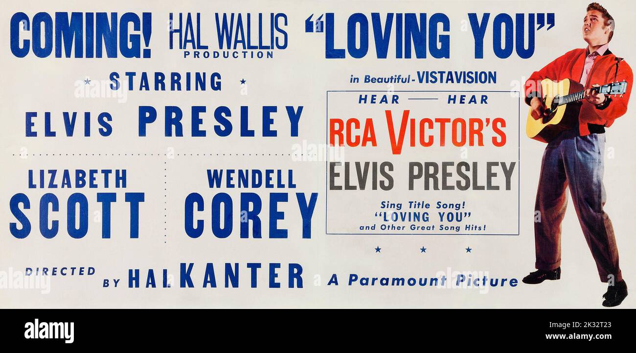 Elvis Presley Promo for the coming movie "Loving You" (Paramount Pictures, 1957 Stock Photo Alamy