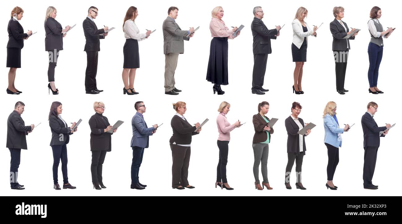 group of successful people with notepad in hands isolated Stock Photo ...