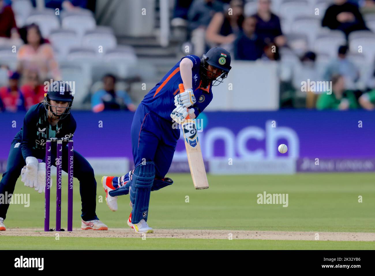 London, UK. 24 September 2022.  India’s Deepti Sharma batting as England women take on India in the 3rd Royal London One Day International at Lords. David Rowe/Alamy Live News. Stock Photo