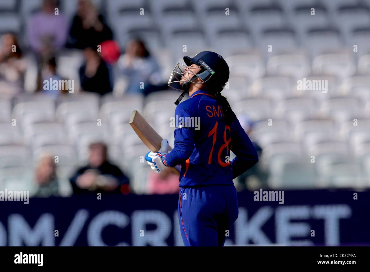 London, UK. 24 September 2022.  India’s Smriti Mandhana gets her fifty as England women take on India in the 3rd Royal London One Day International at Lords. David Rowe/Alamy Live News. Stock Photo