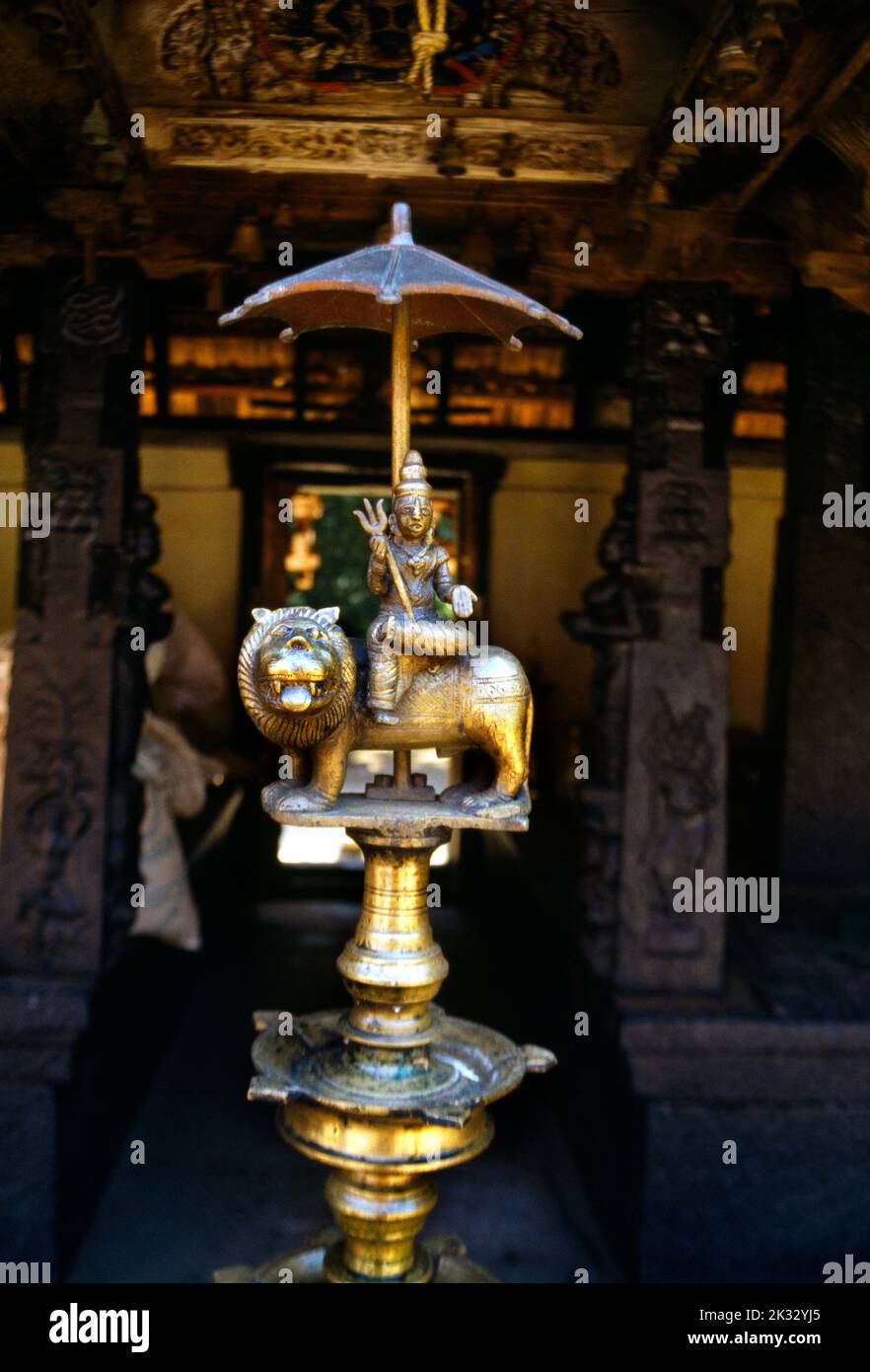 Nr Tiruvalla Kerala India Parumala Valiya Panayannarkavu Devi Temple Bronze Durga Stock Photo
