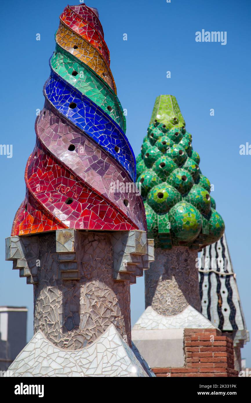 Guell Palace, famous early Gaudi architecture, Barcelona, Spain Stock Photo