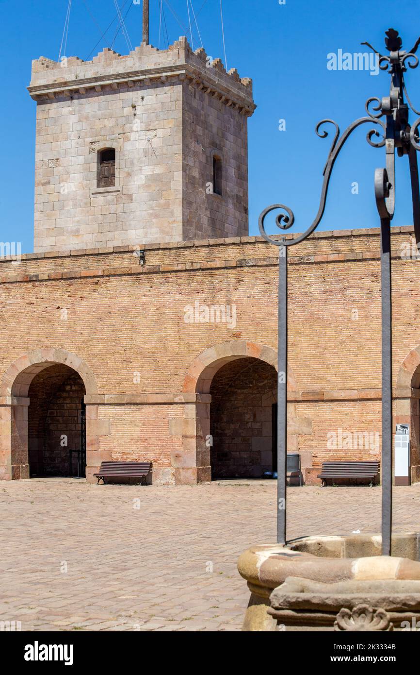 Montjuïc Castle on the hills overlooking Barcelona, Spain Stock Photo