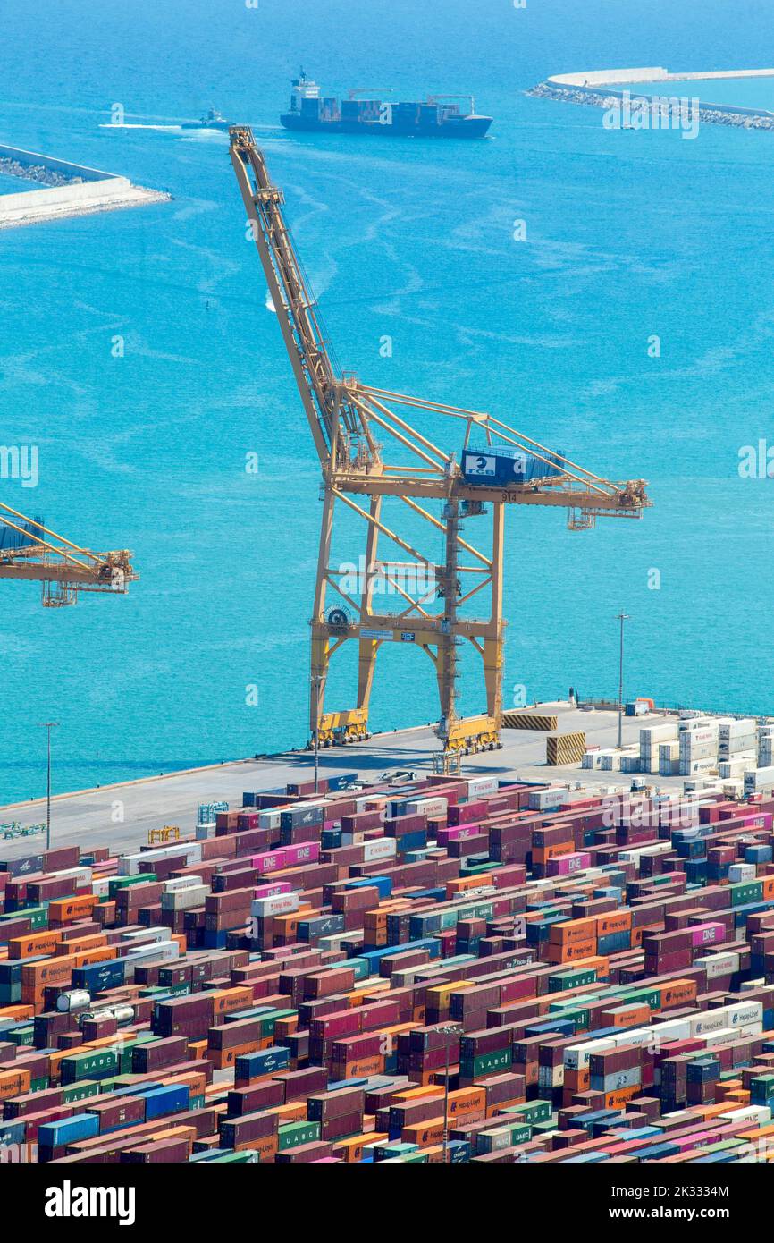 Container port in Barcelona, Spain Stock Photo