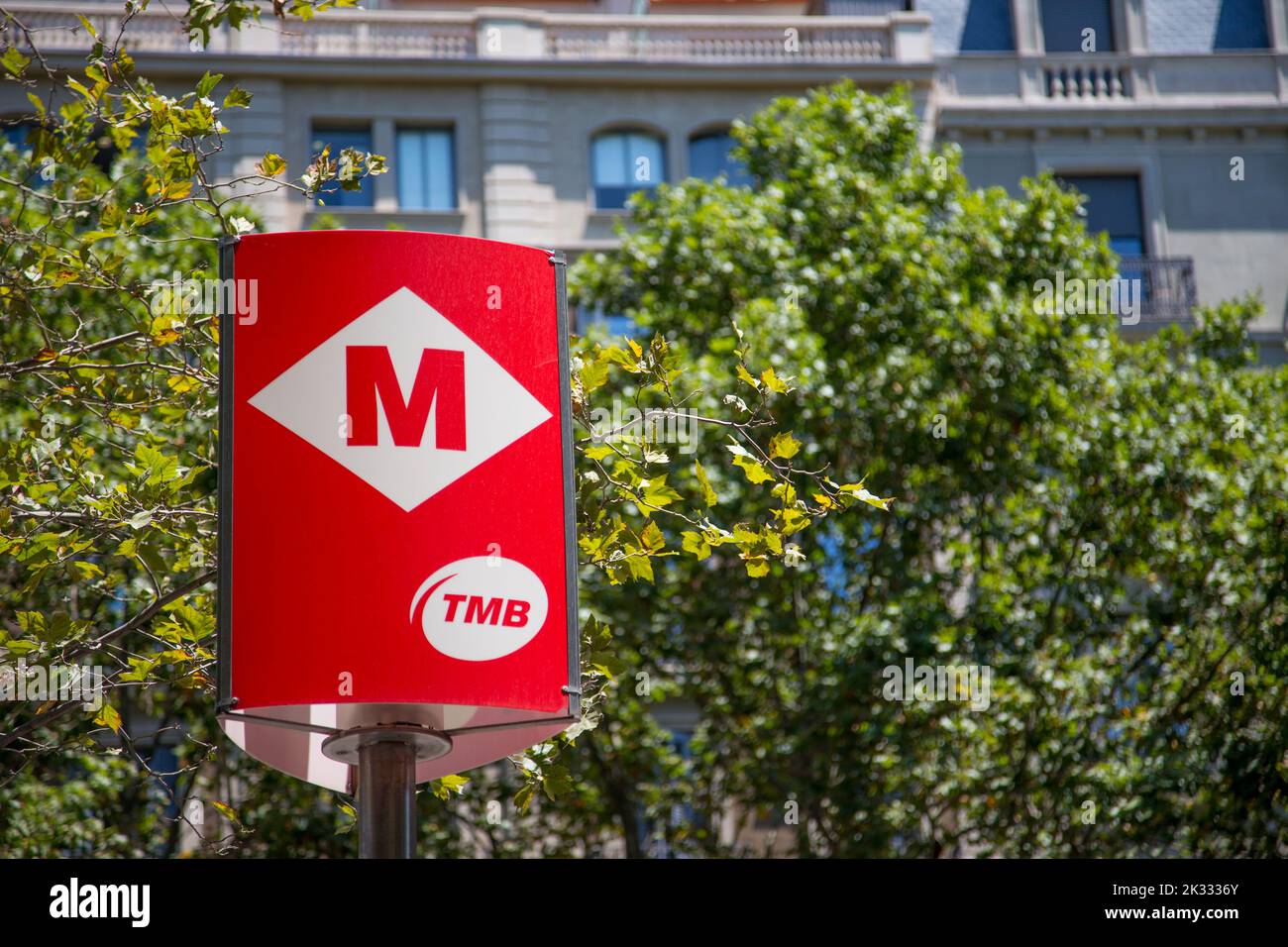 Barcelona metro system sign, Spain Stock Photo