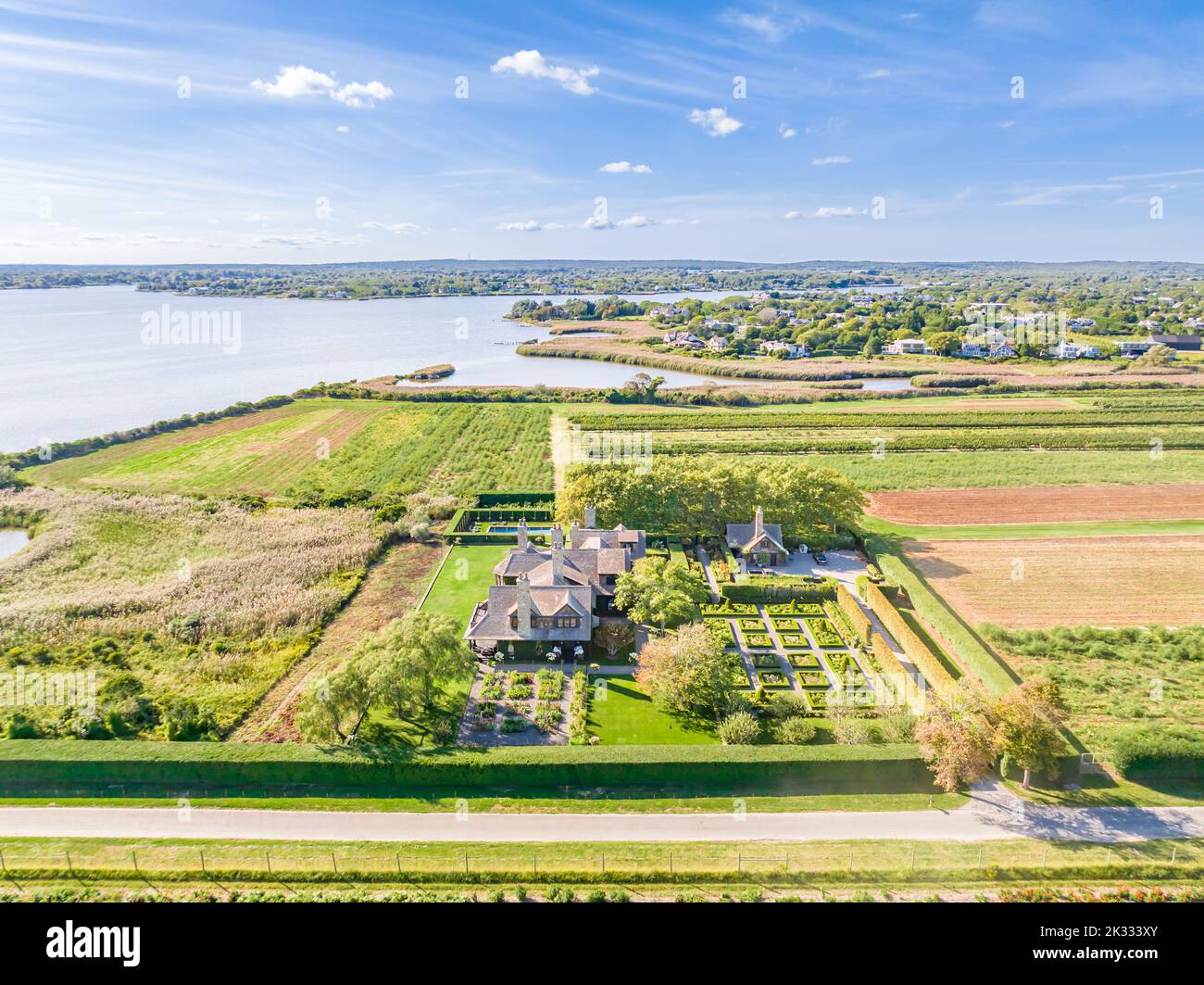aerial view of an estate at 258 horsemill lane, Water Mill, NY Stock