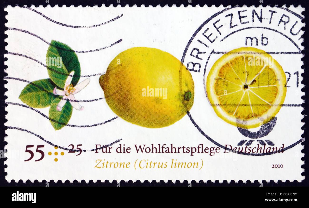 GERMANY - CIRCA 2010: a stamp printed in Germany shows lemon fruit, circa 2010 Stock Photo
