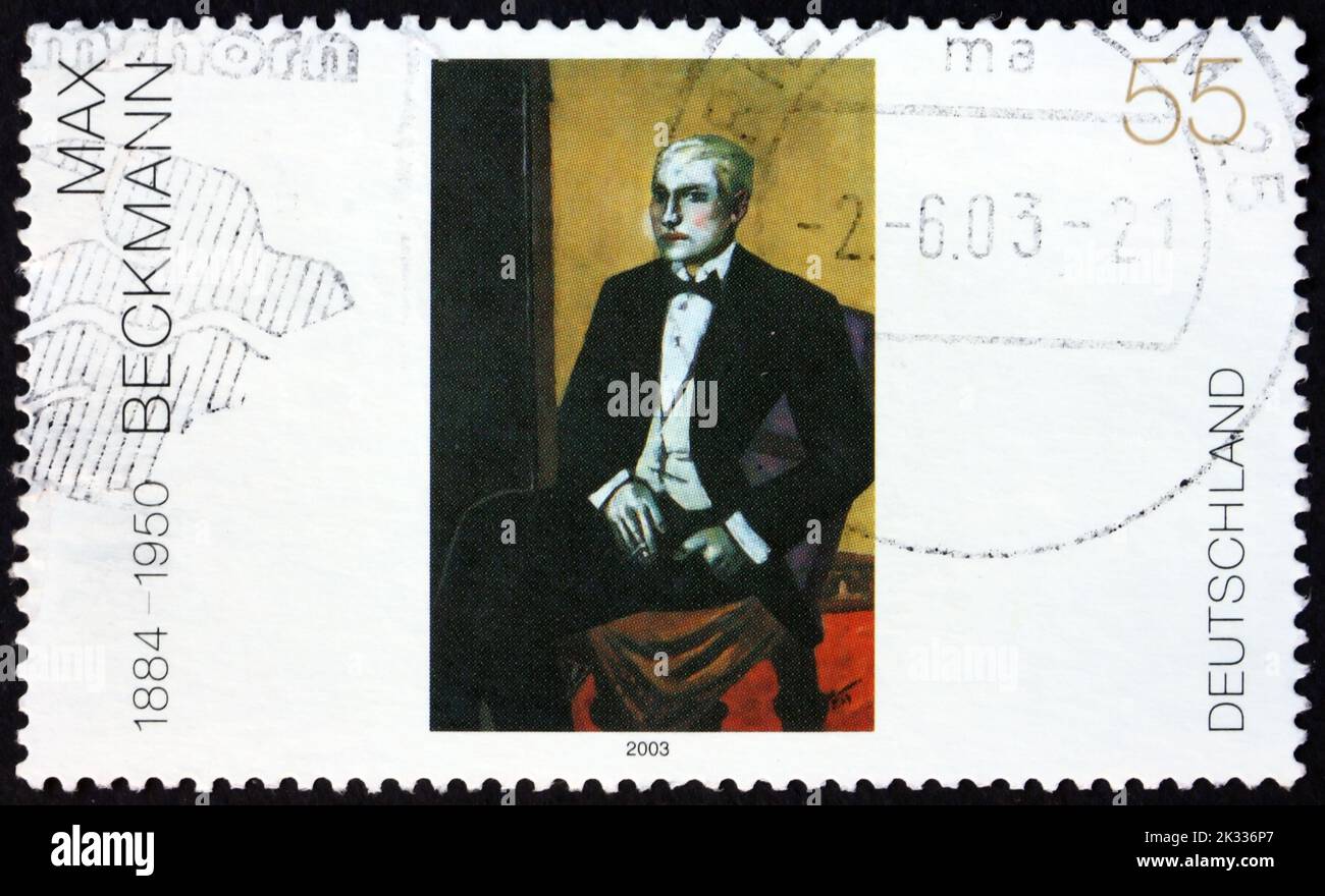 GERMANY - CIRCA 2003: a stamp printed in Germany shows Junger Argentinier, painting by Max Beckmann, German painter, circa 2003 Stock Photo
