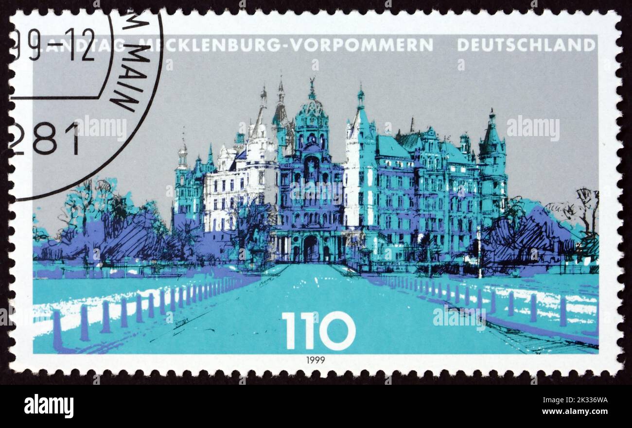GERMANY - CIRCA 1999: a stamp printed in Germany shows State Parliament of Mecklenburg-Western Pomerania, circa 1999 Stock Photo