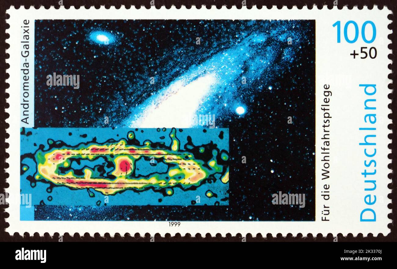 GERMANY - CIRCA 1999: a stamp printed in Germany shows Andromeda galaxy, the Cosmos, circa 1999 Stock Photo