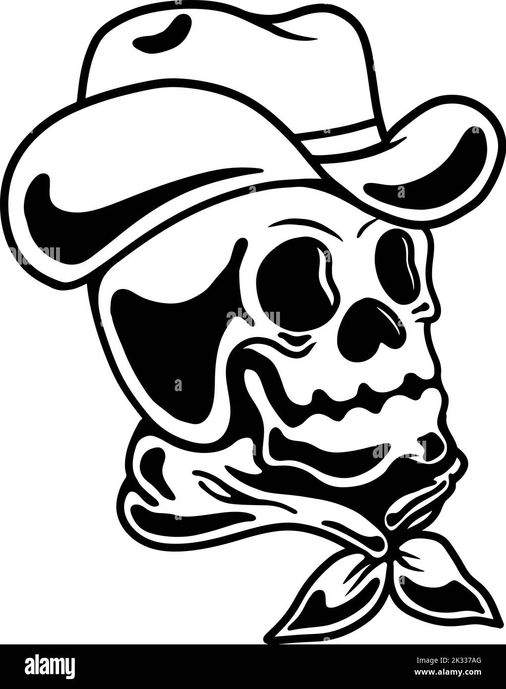 Illustration of cowboy skull. Design element for poster, card, banner, emblem, sign. Vector illustration Stock Vector